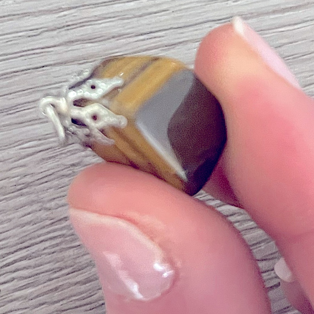 Tigers eye gemstone charm pendant for necklace healing crystal